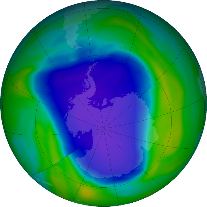 Antarctic ozone map for 02 November 2022